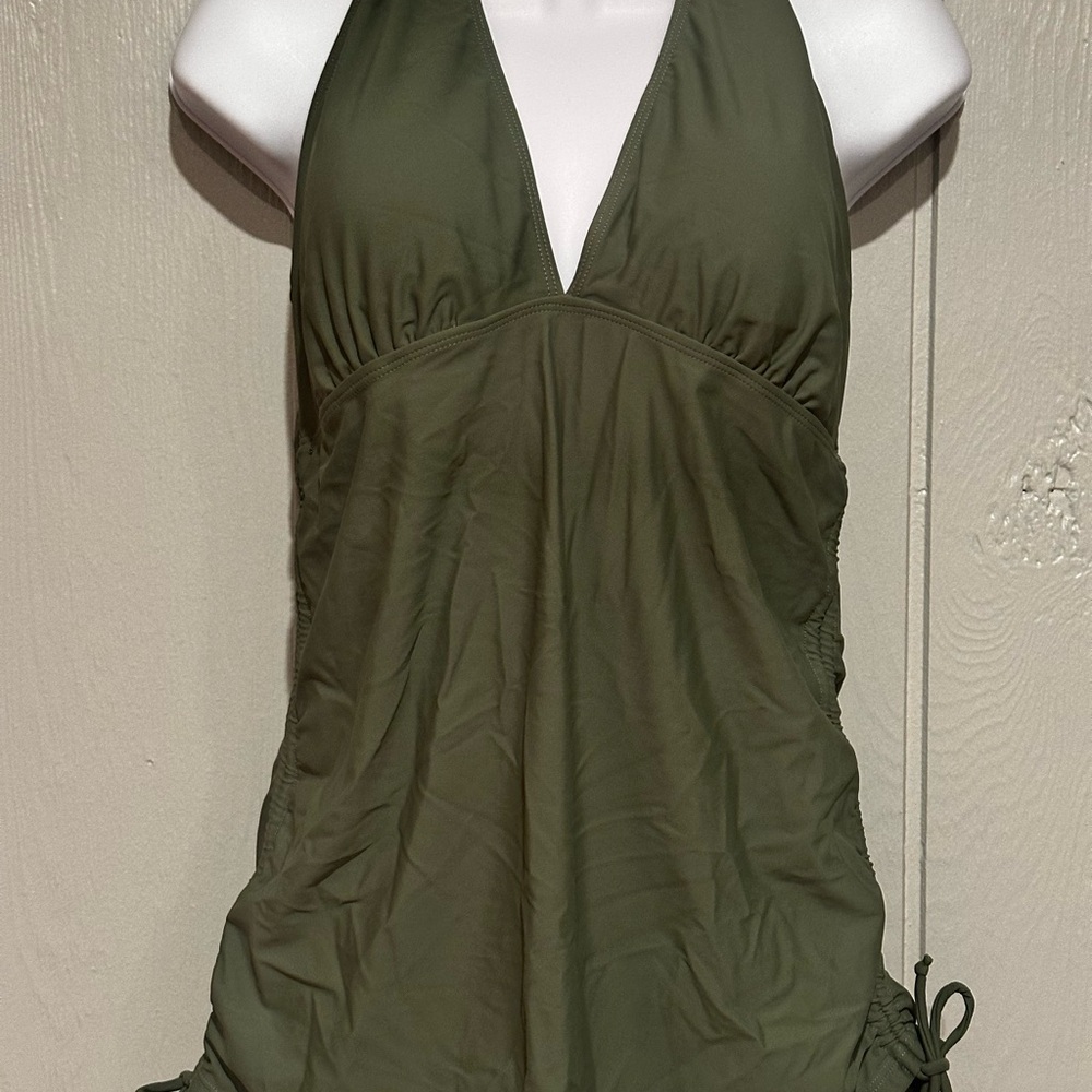 NWT. Olive Green Halter Bikini Top
